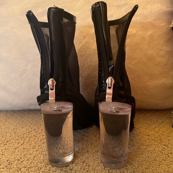 Leith Saber Mesh Open Toe Sandal Lucite Heel - Picture 6 of 6